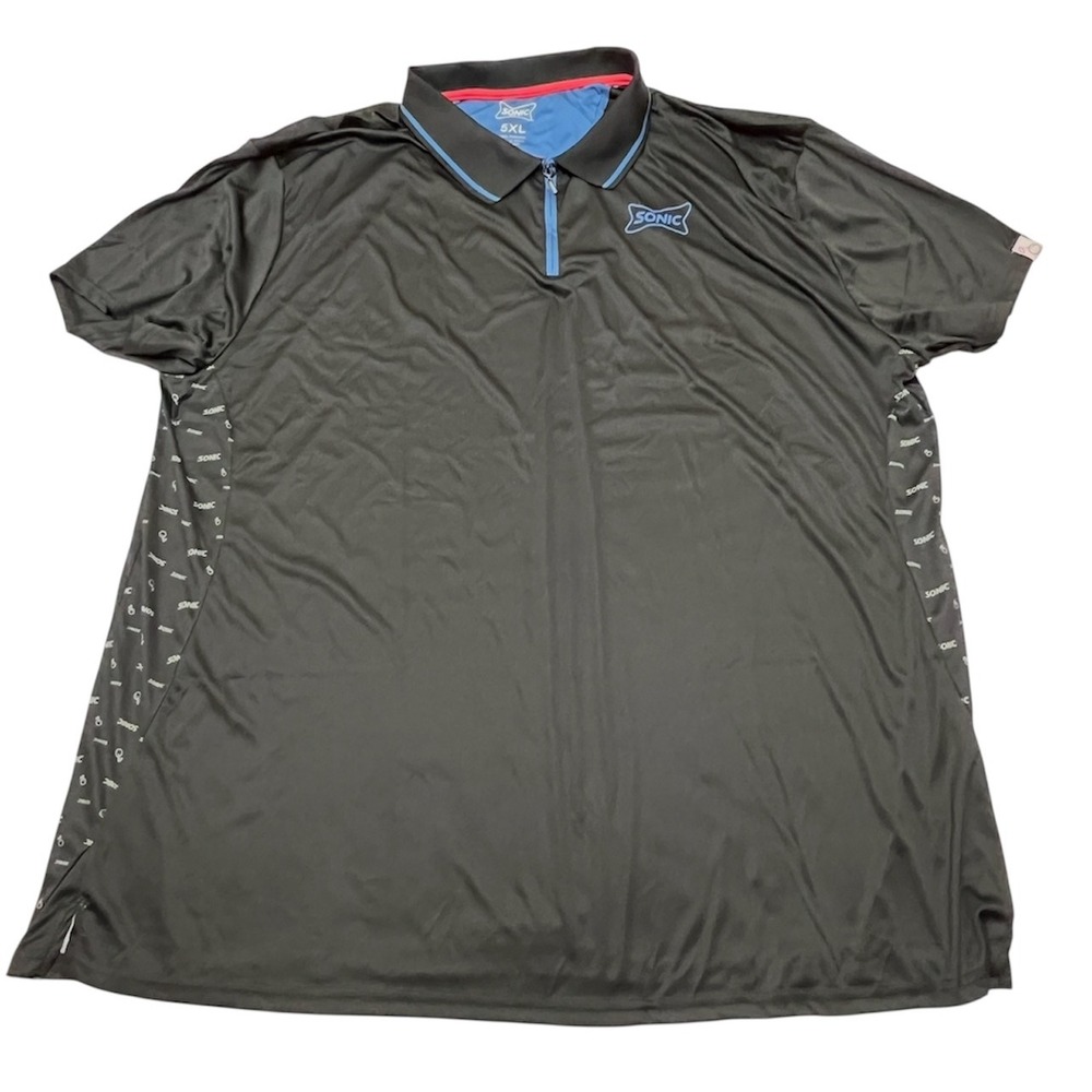 Sonic Drive-In Polo‎ Shirt Men 5XL Black Blue Embroidered Restaurant Uniform Top